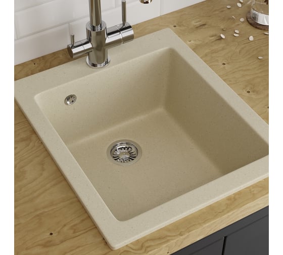 Кухонная мойка Teymi Helmi 50x42, бежевая матовая T120105 ЦБ-00266885
