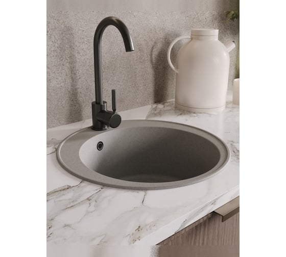 Мойка для кухни Teymi D48 круглая серая матовая Lina Smart T120105 ЦБ-00266884 ЦБ-00266885