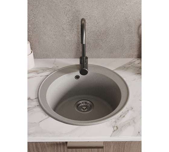 Мойка для кухни Teymi D48 круглая серая матовая Lina Smart T120105 ЦБ-00266884 ЦБ-00266885