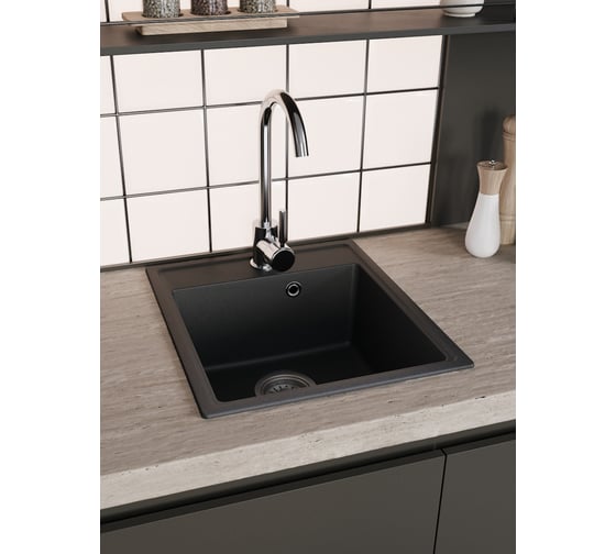 Мойка для кухни Teymi 42х48 черная матовая Helmi Smart T120108 ЦБ-00266887 ЦБ-00266888
