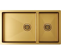 Кухонная мойка Paulmark GERBERG 78/2S UNI, брашированное золото, 780х440мм, PM227844-BG
