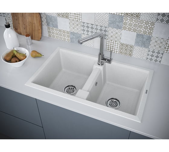 Гранитная мойка Paulmark TANDEM 80/2 серый, 810x500 мм PM238150-GR