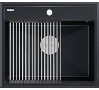 Гранитная мойка Paulmark STEPIA 60 черный металлик, 590x510 PM115951-BLM