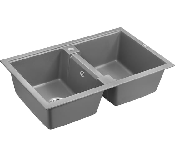 Гранитная мойка Paulmark TANDEM 80/2 серый металлик, 810x500 мм PM238150-GRM