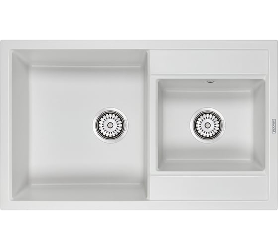 Гранитная мойка Paulmark TANDEM 80/1,5 белый, 820x500 мм PM238250-WH 1
