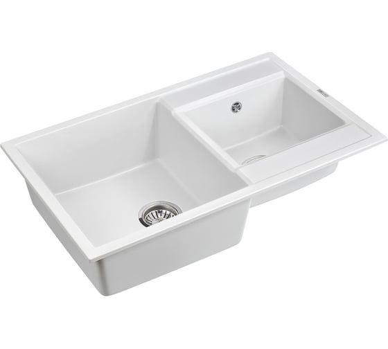 Гранитная мойка Paulmark TANDEM 80/1,5 белый, 820x500 мм PM238250-WH