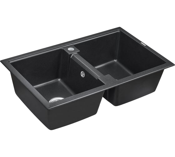 Гранитная мойка Paulmark TANDEM 80/2 черный, 810x500 мм PM238150-BL
