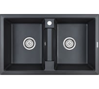 Гранитная мойка Paulmark TANDEM 80/2 черный металлик, 810x500 мм PM238150-BLM