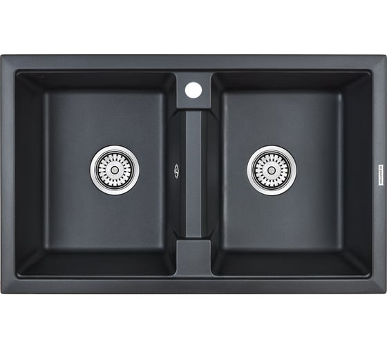 Гранитная мойка Paulmark TANDEM 80/2 черный металлик, 810x500 мм PM238150-BLM