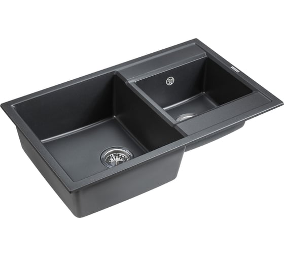 Гранитная мойка Paulmark TANDEM 80/1,5 черный, 820x500 мм PM238250-BL