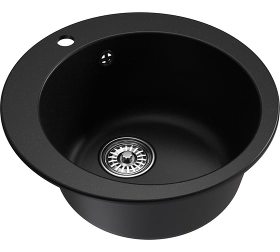 Мойка MIXLINE ml-gm13 круглая, ультра-черная (344), 495мм (глуб. чаши 200) new 551898