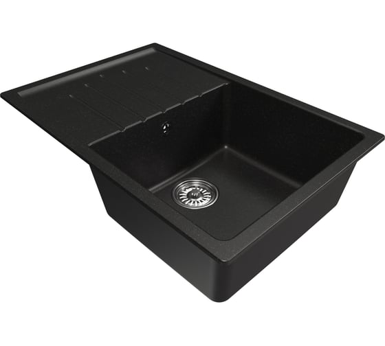 Мойка MIXLINE ml-gm19 с крылом, ультра-черная (344), 750x495x200мм new 551990