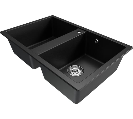 Мойка MIXLINE ml-gm23 двухчашевая, ультра-черный (344), 770x500x190мм new 552045