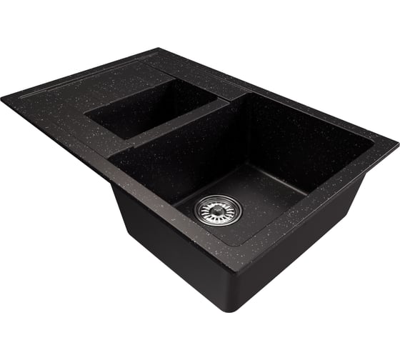 Мойка MIXLINE ml-gm22 двухчашевая с крылом, черная (308), 500x770x195мм new 552024