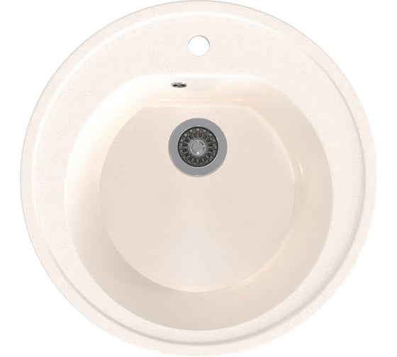 Мойкa MIXLINE Ml-gms02 стандарт круглая, белый 331, 505 мм, глубина чаши 165 мм 551089