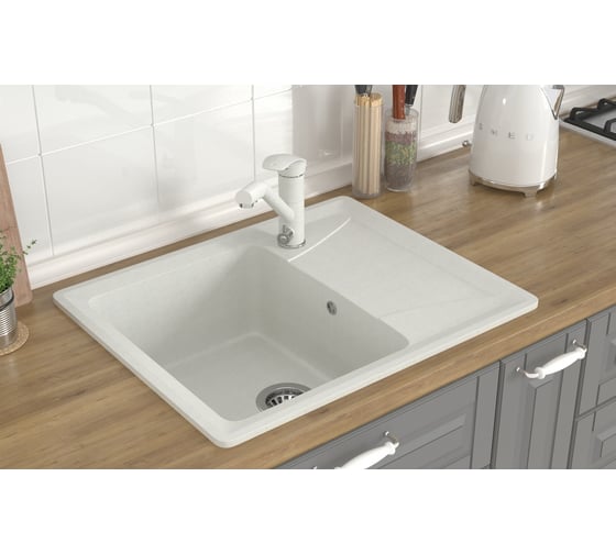 Мойка MIXLINE Ml-gms03 стандарт с крылом, белый 331, 605x490x190 мм 551095