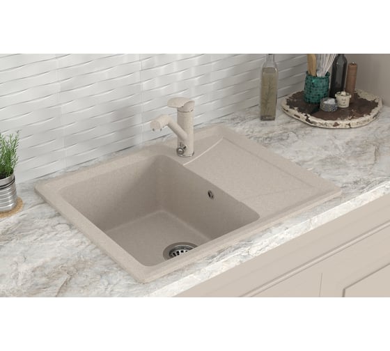 Мойка MIXLINE Ml-gms03 стандарт с крылом, бежевый 328, 605x490x190 мм 551096