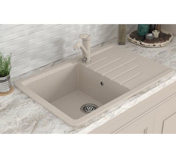 Мойка MIXLINE Ml-gms07 стандарт с крылом, бежевый 328, 750x495x190 мм 551109