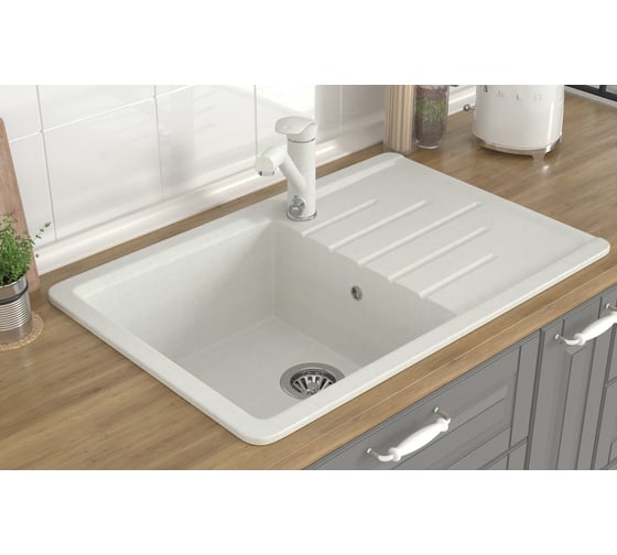 Мойка MIXLINE Ml-gms07 стандарт с крылом, белый 331, 750x495x190 мм 551110