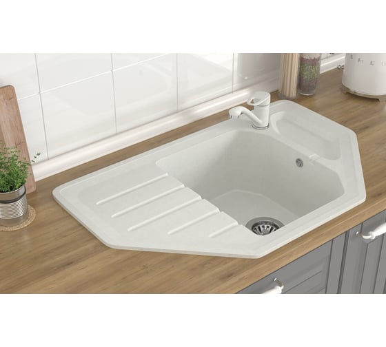 Мойка MIXLINE Ml-gms17 стандарт угловая с крылом, белый 331, 780x485x190 мм 551152