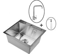 Комплект кухонная мойка из нержавеющей стали WISENT w35044-s (50x44см) с дозатором и смесителем WS35044/W02-114/W405A/W4998-4