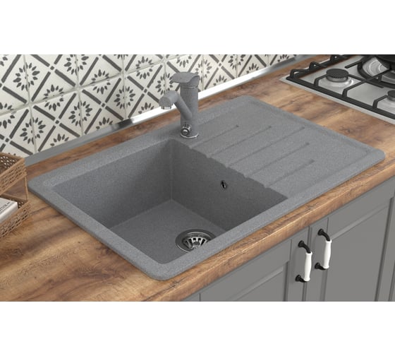 Мойка MIXLINE ML-GMS07 стандарт с крылом, темно-серый 309, 750x495x190 мм 551113
