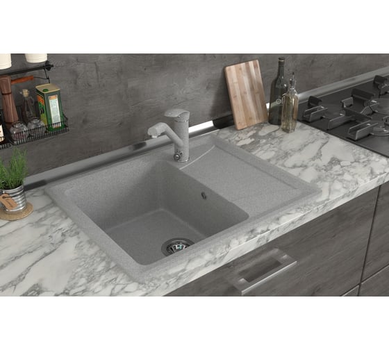 Мойка MIXLINE ML-GMS03 стандарт с крылом, светло-серый 310, 605x490x190 мм 551098