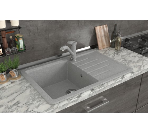 Мойка MIXLINE ML-GMS07 стандарт с крылом, светло-серый 310, 750x495x190 мм 551112