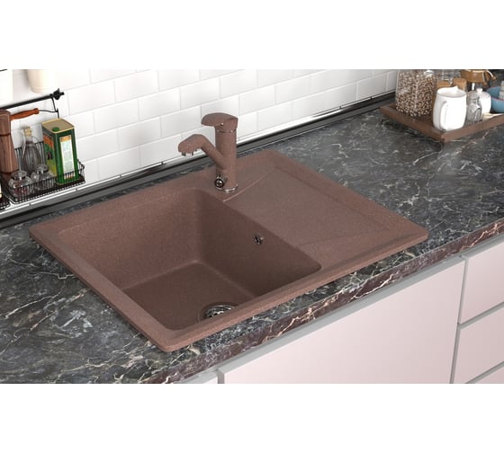 Мойка MIXLINE ML-GMS03 стандарт с крылом, терракот 307, 605x490x190 мм 551100