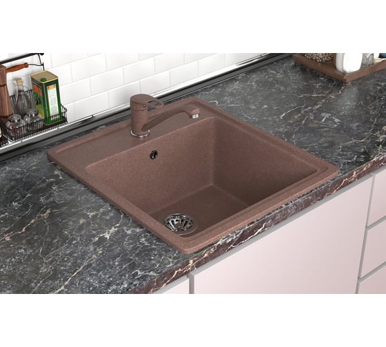Мойка MIXLINE ML-GMS10 стандарт прямоугольная, терракот 307, 460x505x190 мм 551129