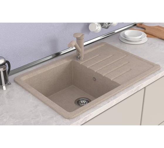 Мойка MIXLINE ML-GMS07 стандарт с крылом, песочный 302, 750x495x190 мм 551111