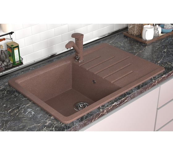 Мойка MIXLINE ML-GMS07 стандарт с крылом, терракот 307, 750x495x190 мм 551114