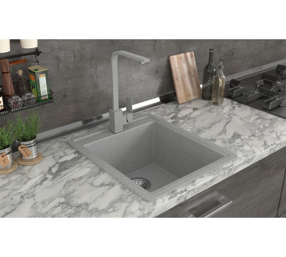 Мойка MIXLINE ML-GMS18 стандарт прямоугольная, светло-серый 310, 415x490x190 мм 551161