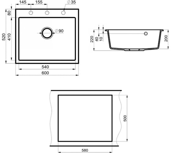 Кухонная мойка Point Бинга 60, белый PN3003W