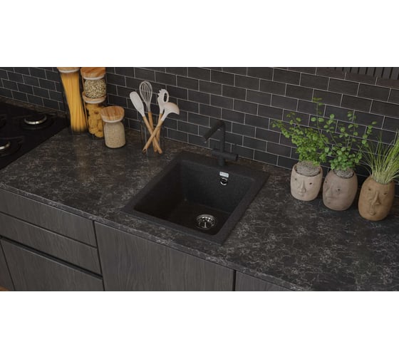 Мойка SANTREK AQUA BOXY SA-B505 1 чаша 427х505 мм, графит-309, без сифона 313775