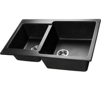 Мойка SANTREK AQUA PRO BOXY SA-B780K 2 чаши 780*510 мм (черный-308) (без сифона) 313779