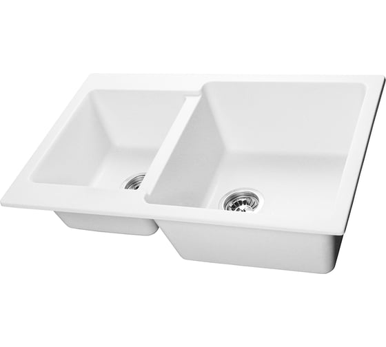 Мойка SANTREK AQUA BOXY SA-B780K 2 чаши 780х510 мм, иней-321, без сифона 313780 1