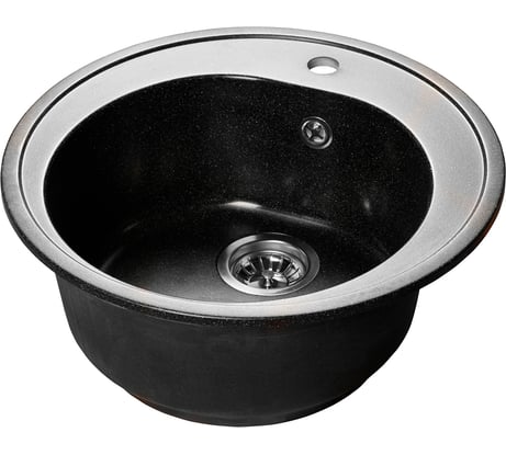 Мойка SANTREK AQUA ROUND SA-R510 D=510 мм, круглая, черный-308, без сифона 313559