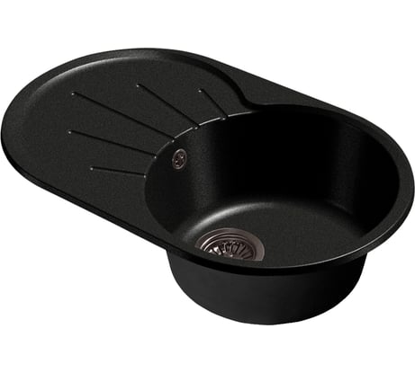 Мойка AQUA PRO ROUND SA-R750L чаша + крыло SANTREK 750*460 мм (черный-308) (+ сифон) 313790
