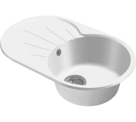 Мойка SANTREK AQUA ROUND SA-R750L чаша + крыло 750х460 мм, иней-321, без сифона 313791