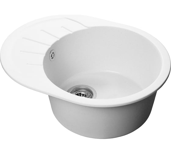 Мойка SANTREK AQUA ROUND SA-R580L чаша + крыло 580х450 мм, иней-321, без сифона 313566