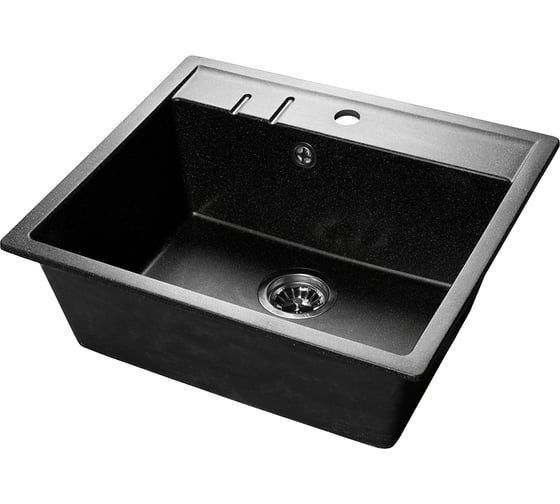 Мойка SANTREK AQUA SQUARE SA-S560 1 чаша 560х500 мм, черный-308, без сифона 313703