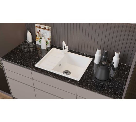 Мойка SANTREK AQUA SQUARE SA-S650L чаша + крыло 650х500 мм, иней-321, без сифона 313768