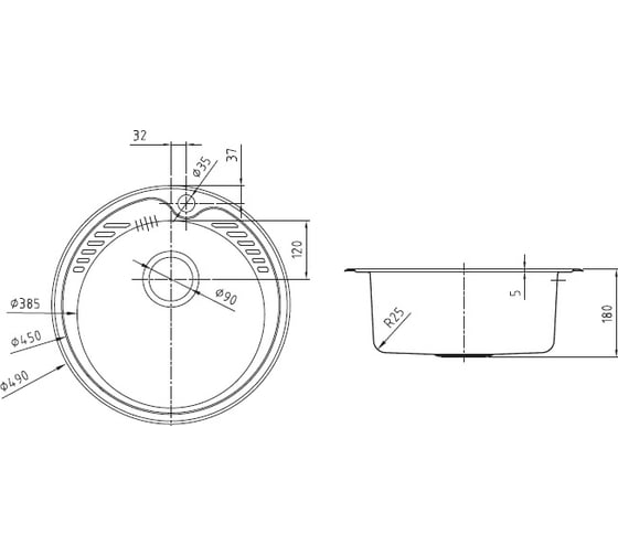 Мойка IDDIS нержавеющая cталь, полир., D490, Suno S, ID SUN49P0i77