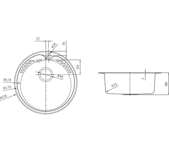 Мойка IDDIS Suno S, нерж. сталь, полир., D510, ID SUN51P0i77