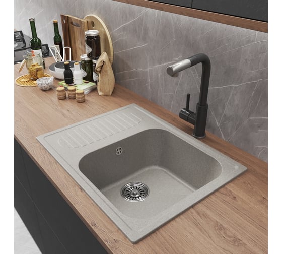 Мойкa MIXLINE ML-GM18 с крылом, серая 310, 640x490x190 мм newх 551972