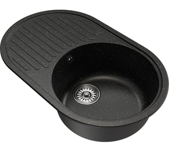 Мойкa MIXLINE ML-GM16 овальная с крылом, черная 308, 730x460x180 мм newх 551926