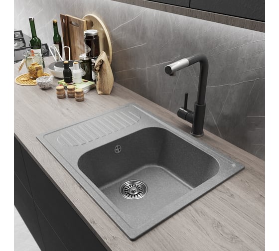 Мойкa MIXLINE ML-GM18 с крылом, графит 342, 640x490x190 мм newх 551976