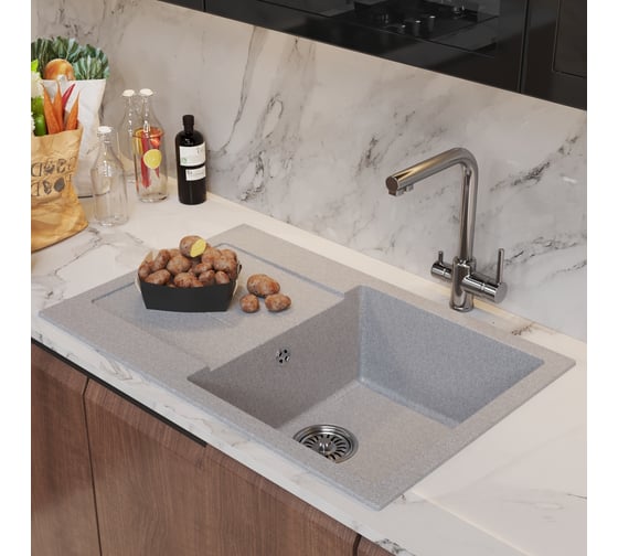 Мойкa MIXLINE ML-GM31 с крылом, серая 310, 770x500x190 мм newх 552191