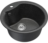 Мойкa MIXLINE ML-GM12 круглая, черная 308, 480 мм, глубина чаши 210 мм newх 551833